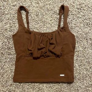 comfy brown hollister tank top, size xxs, no faults or tears, new condition